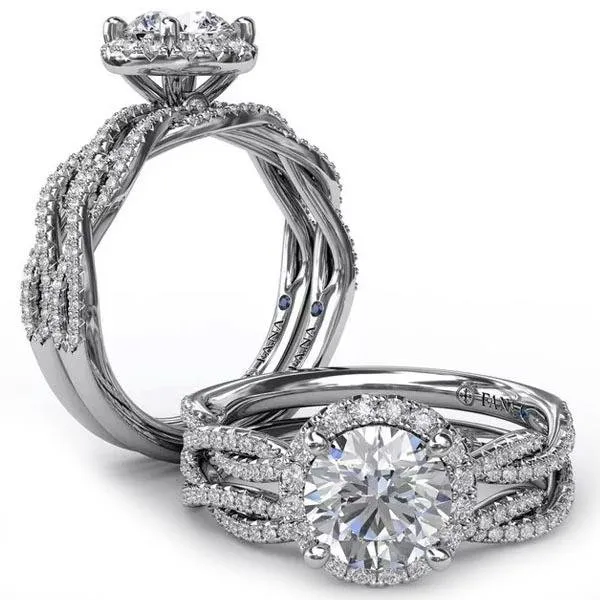 Fana Round Halo Twist Diamond Engagement Ring