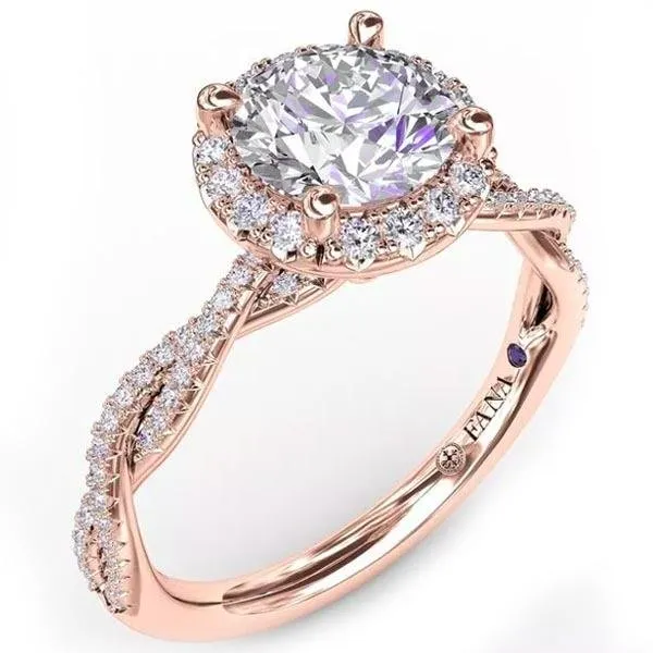 Fana Round Halo Twist Diamond Engagement Ring