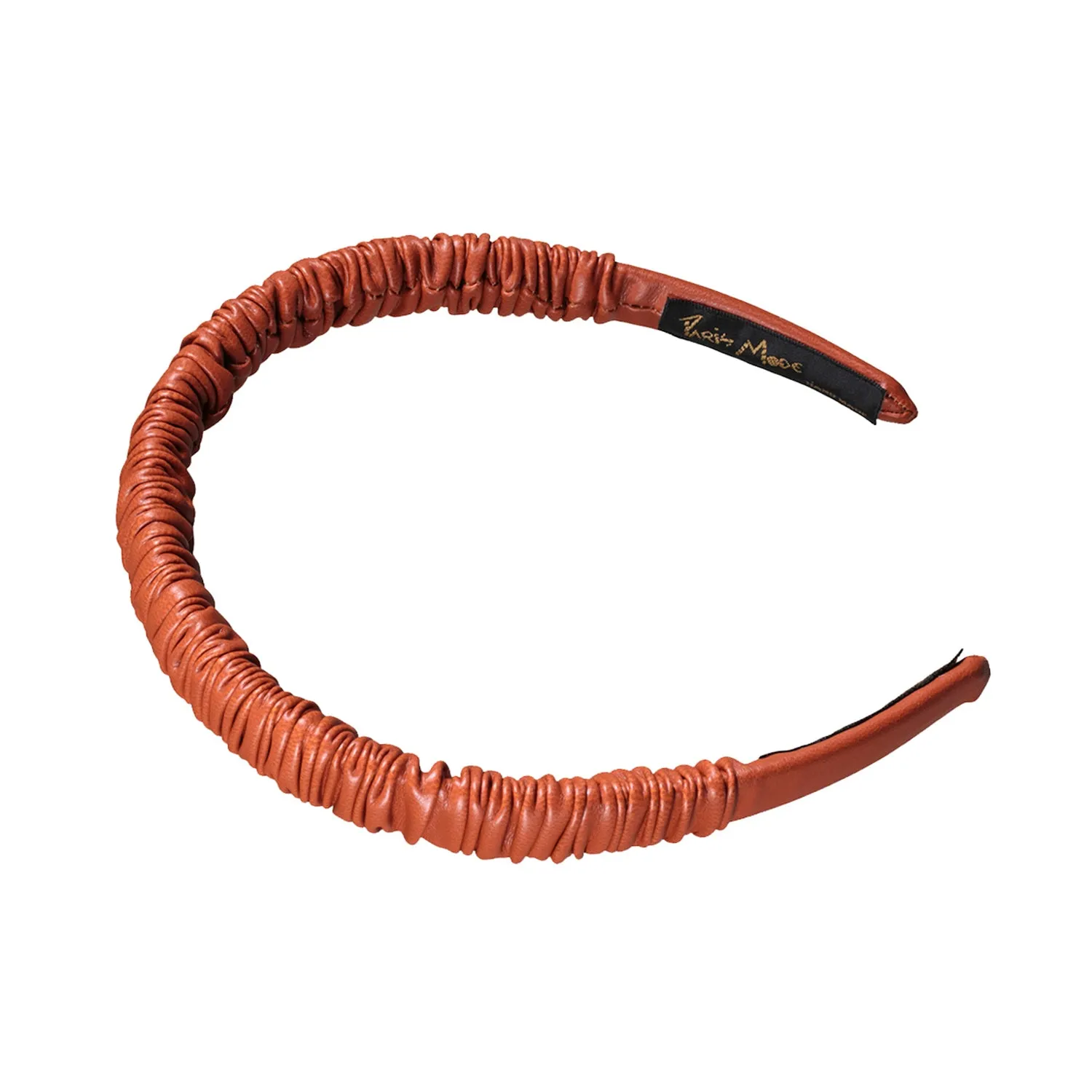 Faux Leather 2 cm Ruffled Camel Headband