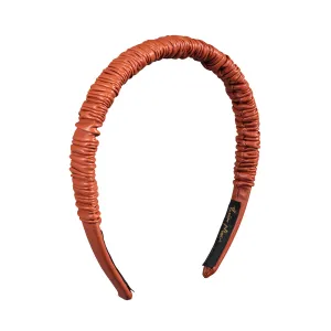 Faux Leather 2 cm Ruffled Camel Headband