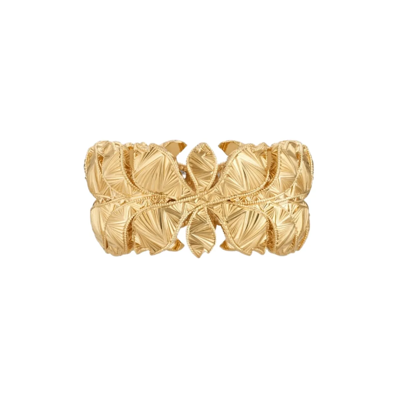 Flora 18K Yellow Gold Wide Flower Diamond Ring