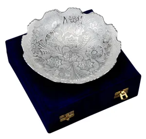 Floral Elegant Silver Plated Bowl in Velvet Box