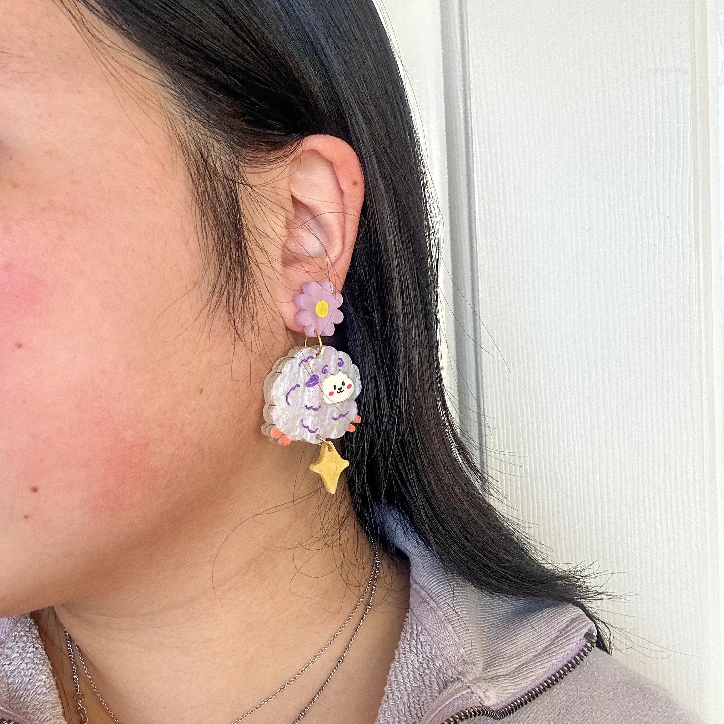 Fluffy the Sheep Earrings