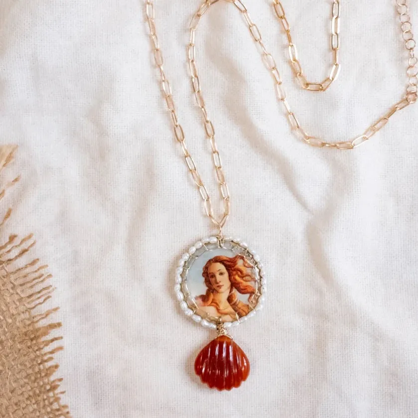 Folkloric Jewelry - Necklace - Venus Stitched Bloom Pendant 16-18"