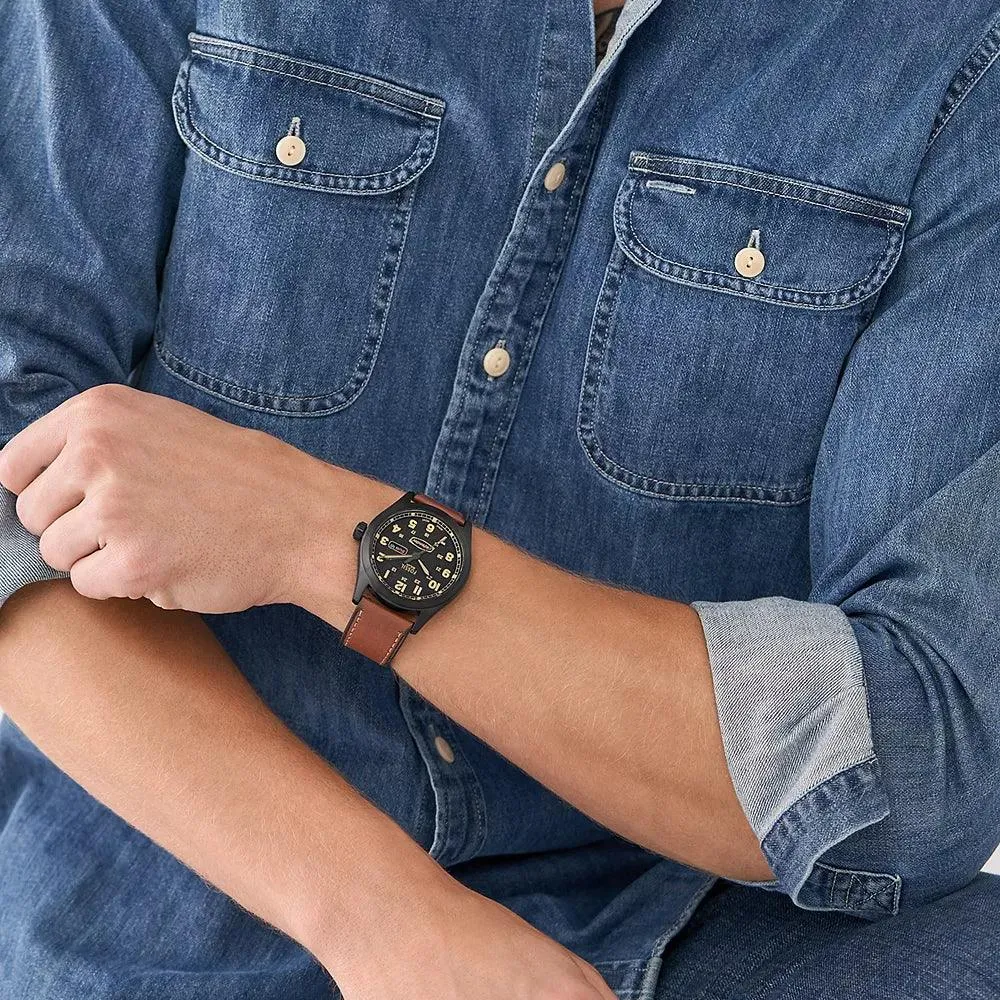 Fossil Solar Clock Defender 46mm Solar Solar Steel Finish Pvd Black Fs5978