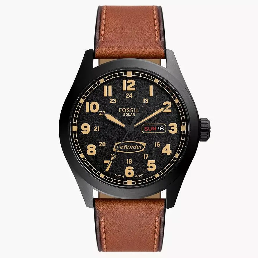 Fossil Solar Clock Defender 46mm Solar Solar Steel Finish Pvd Black Fs5978