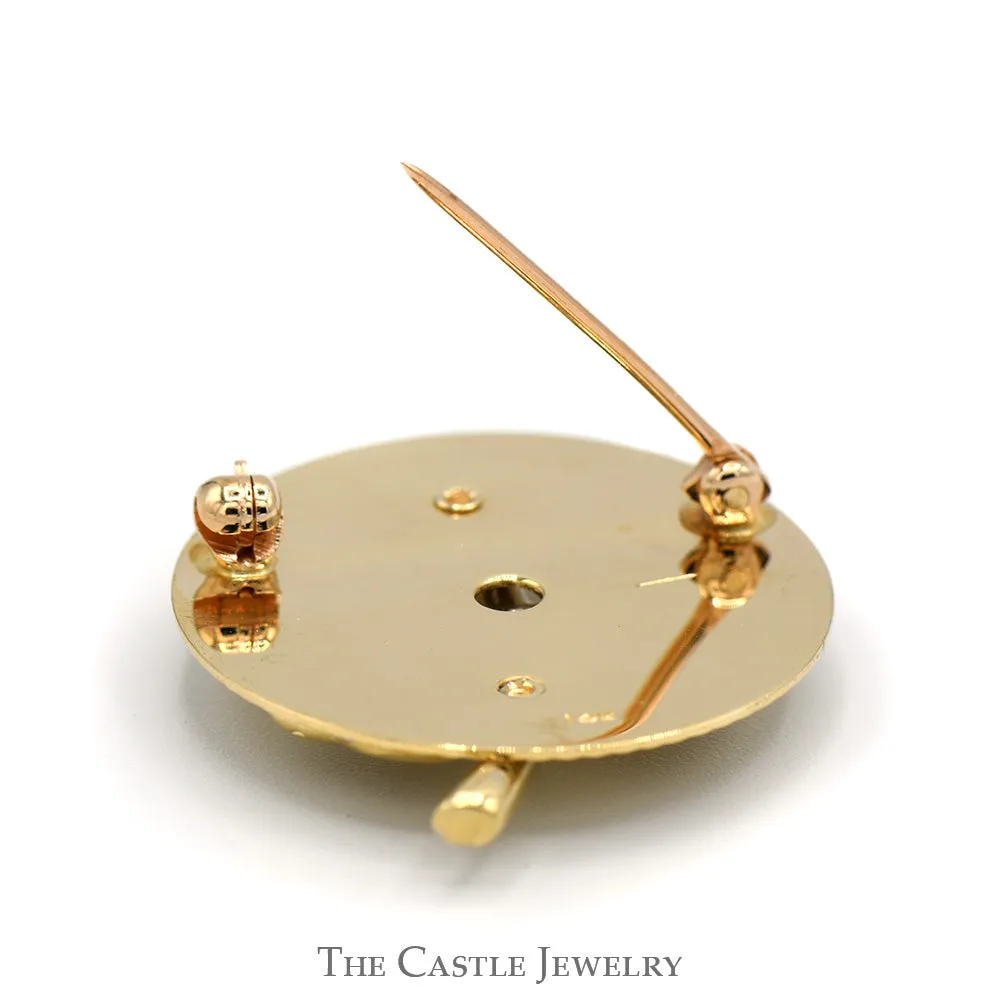 Four Leaf Clover Pin with Diamond Accent in 14k Yellow Gold