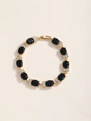 Gemstone Decor Bracelet - Black