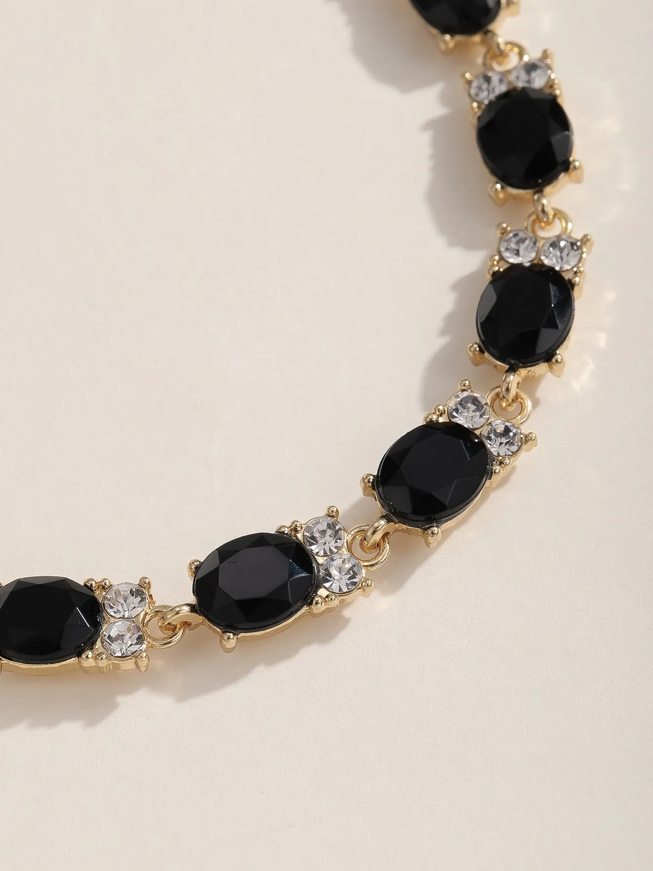 Gemstone Decor Bracelet - Black