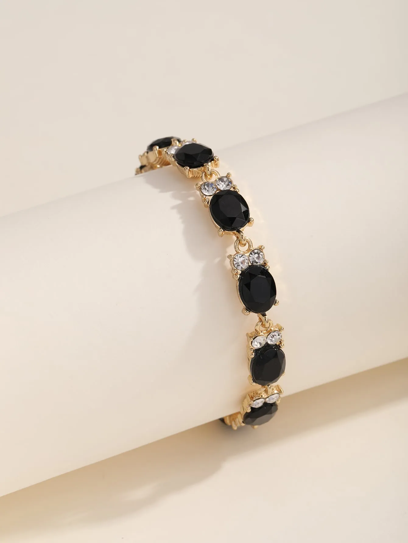 Gemstone Decor Bracelet - Black