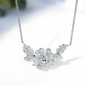 GIA Diamond Flower Shape Pendant Necklace