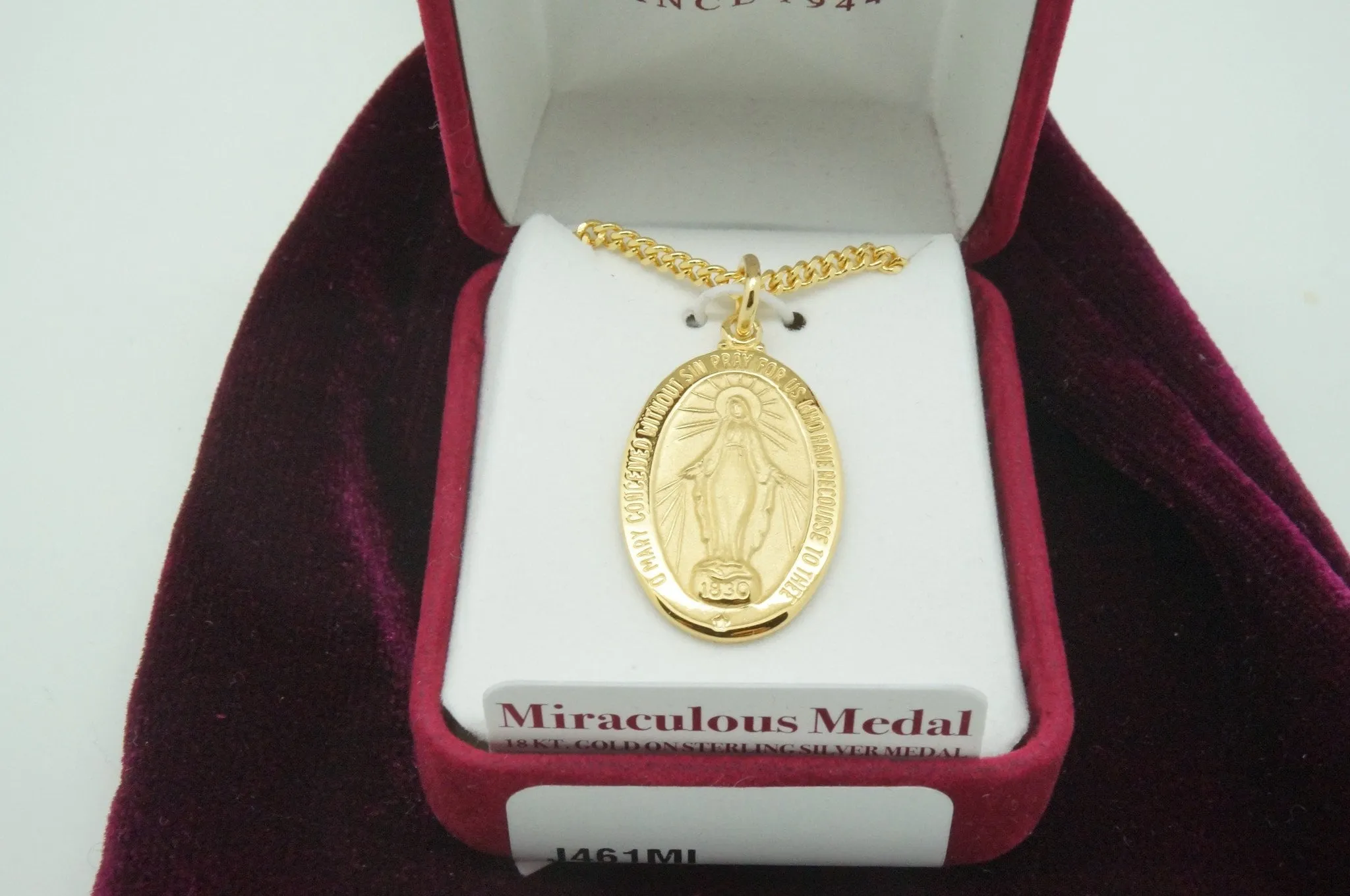 Gold Miraculous Medal 1" with chain
