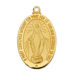 Gold Miraculous Medal 1" with chain