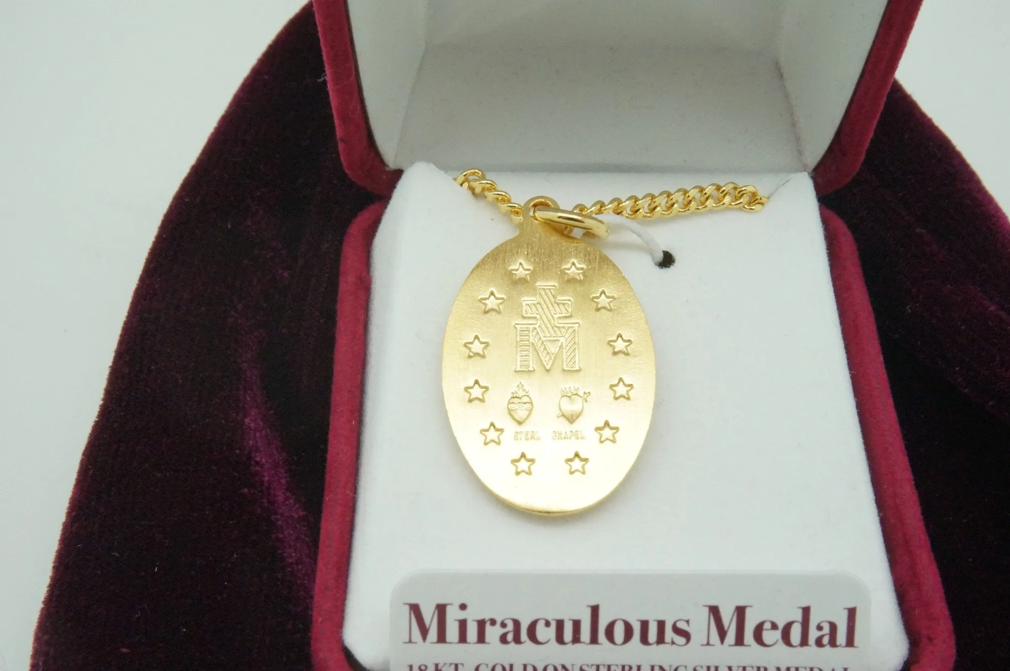 Gold Miraculous Medal 1" with chain