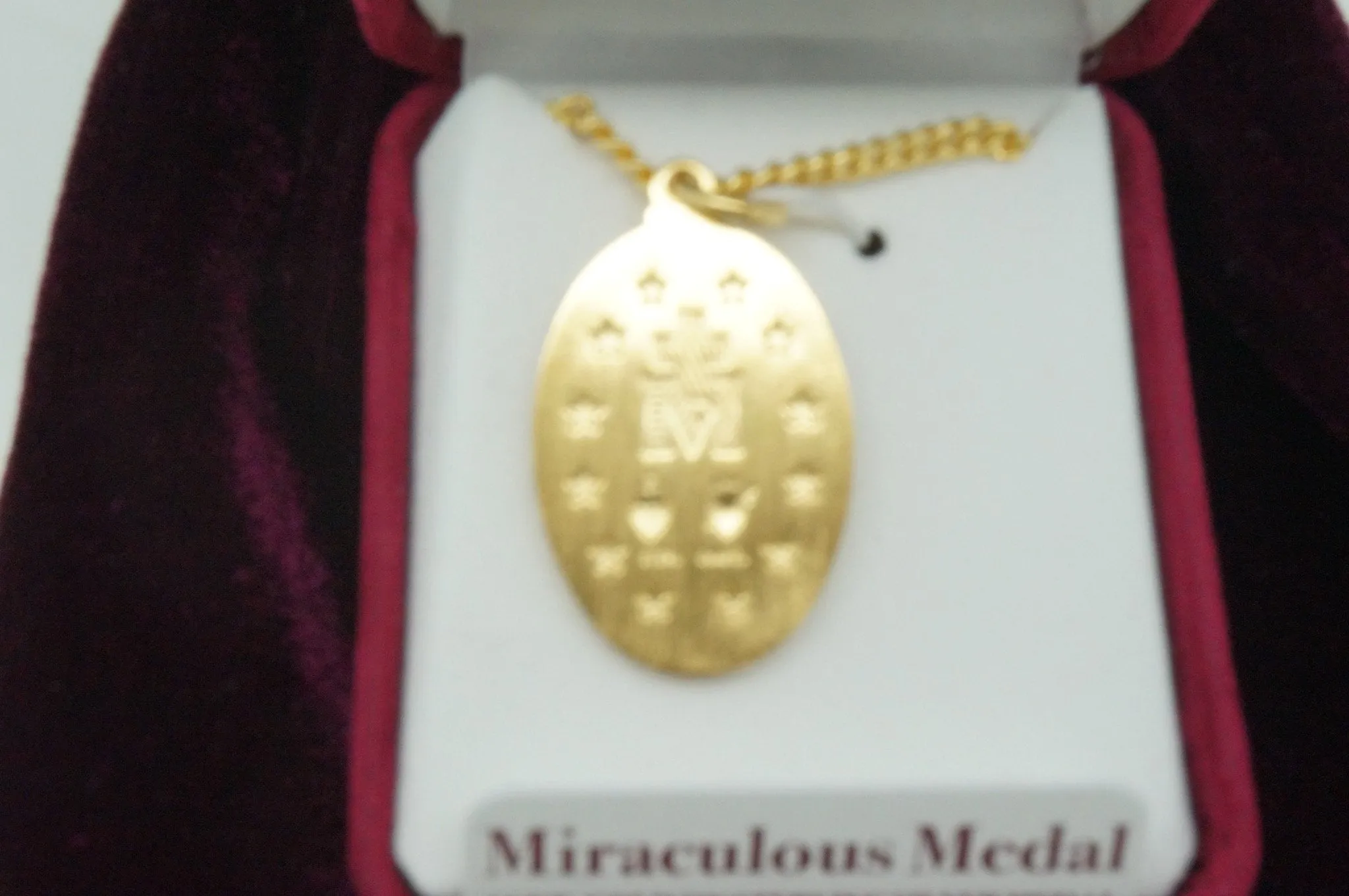 Gold Miraculous Medal 1" with chain