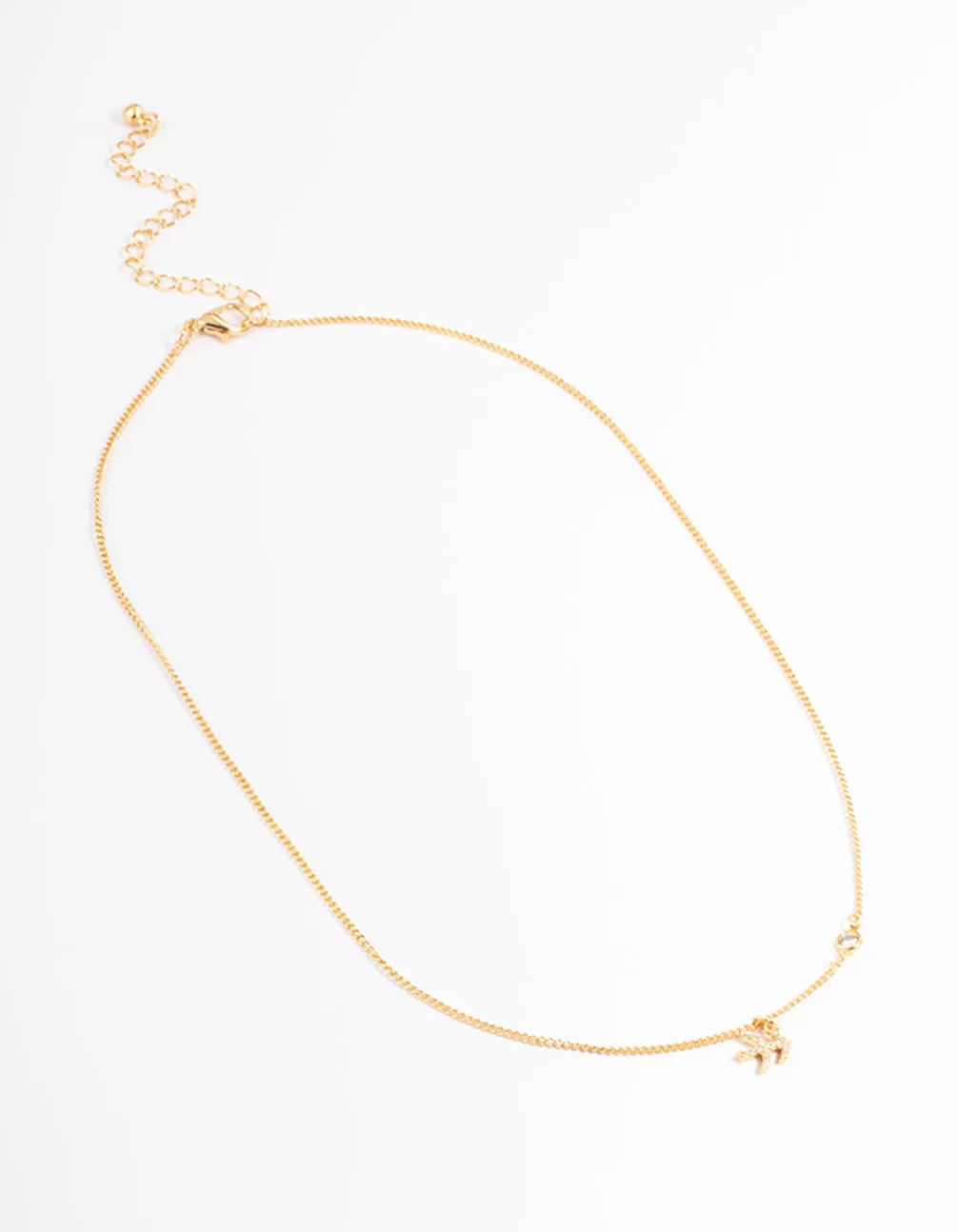 Gold Plated Sagittarius Necklace With Cubic Zirconia Pendant