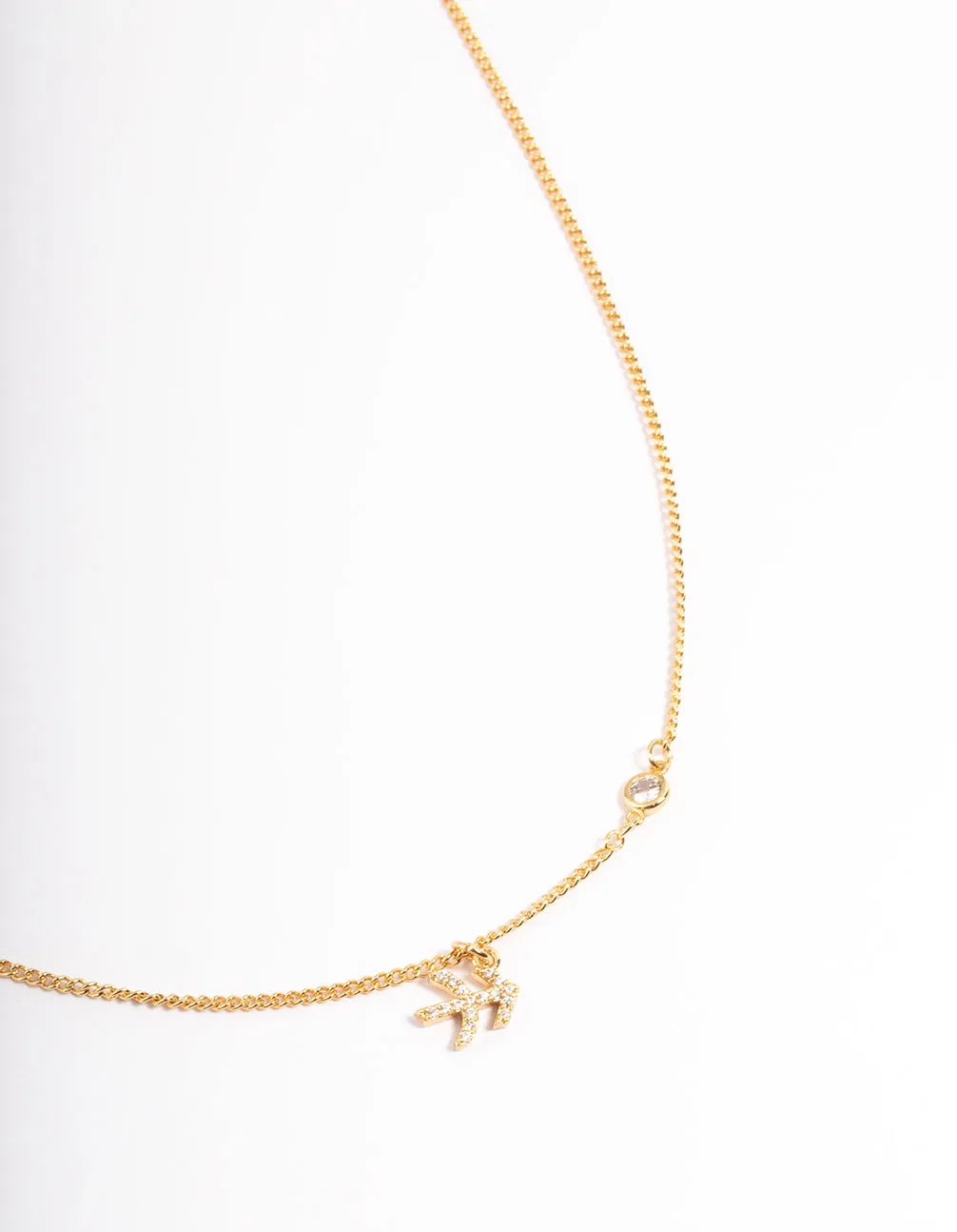 Gold Plated Sagittarius Necklace With Cubic Zirconia Pendant