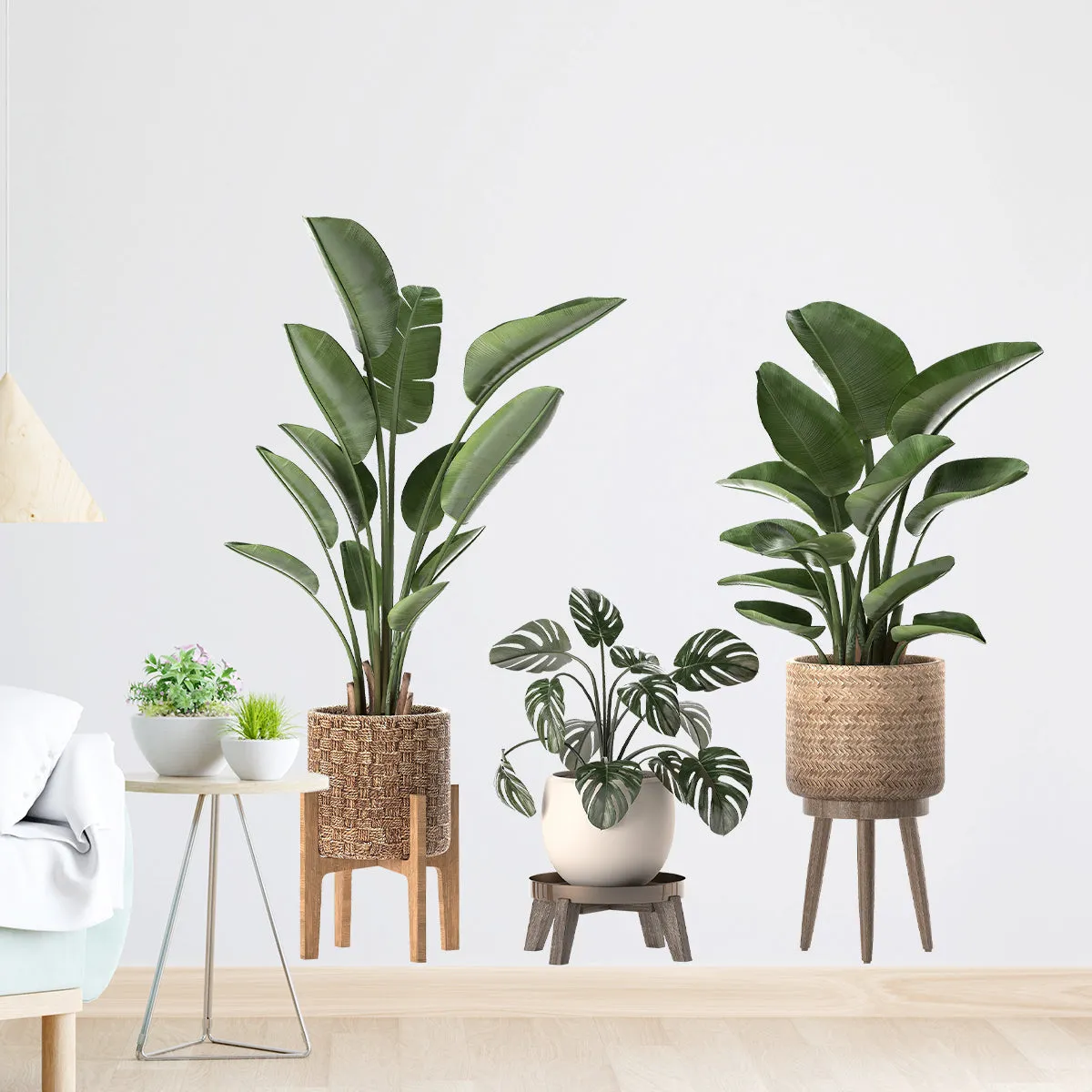 Green Plant Ornamental Potted Wall Stickers for Bedroom & Living Room Wall Decoration