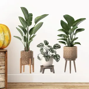 Green Plant Ornamental Potted Wall Stickers for Bedroom & Living Room Wall Decoration