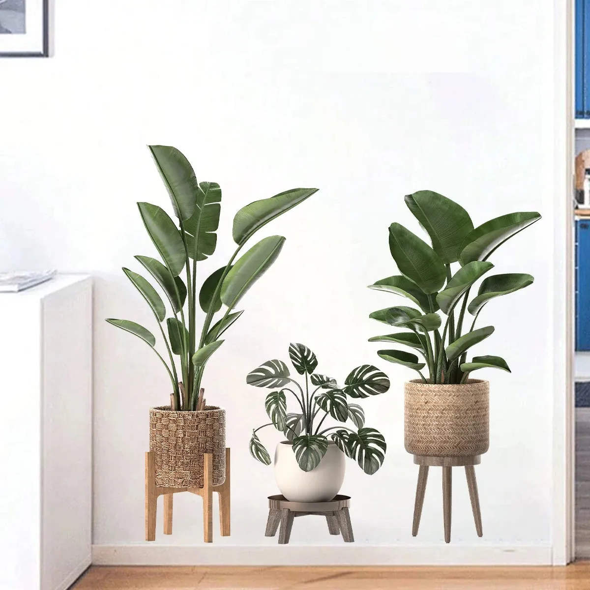 Green Plant Ornamental Potted Wall Stickers for Bedroom & Living Room Wall Decoration