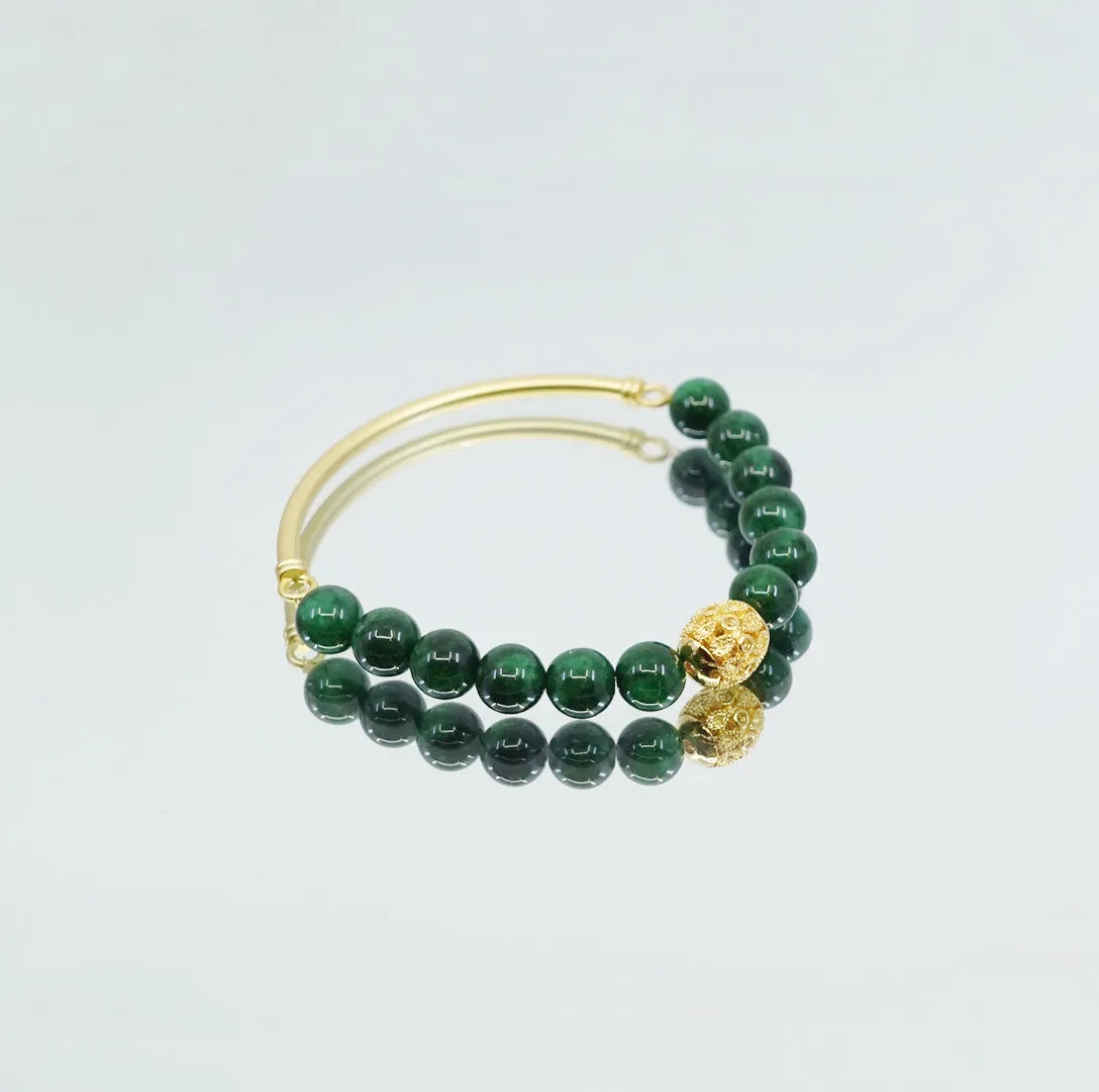 Half Bangle Green Jadeite Bracelet