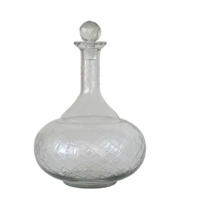 Hand-Blown Etched Recycled Glass Carafe