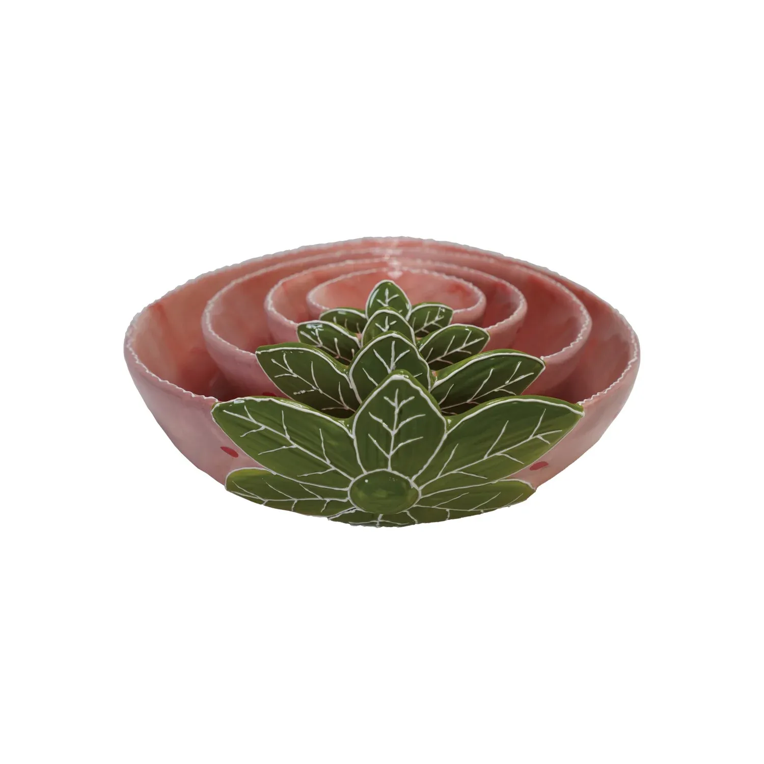 Hand-Painted Stoneware Strawberry Shaped Nesting Bowls