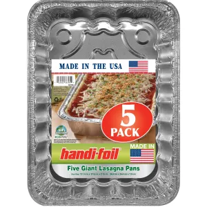 Handi-Foil Eco-Foil Giant Rectangular Aluminum Foil Lasagna Pans Dishes 5 Count