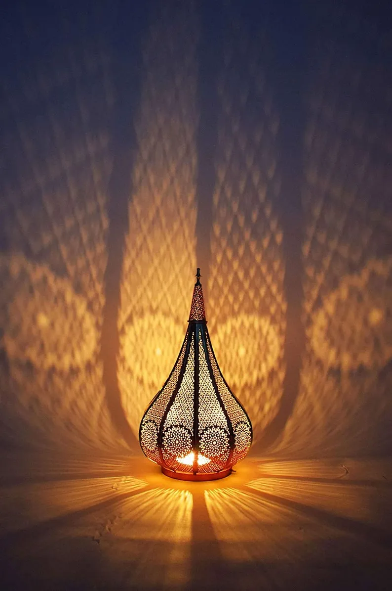 Handmade Moroccan Brass Table Lamp – Modern Small Table Lamp with Oriental Charm