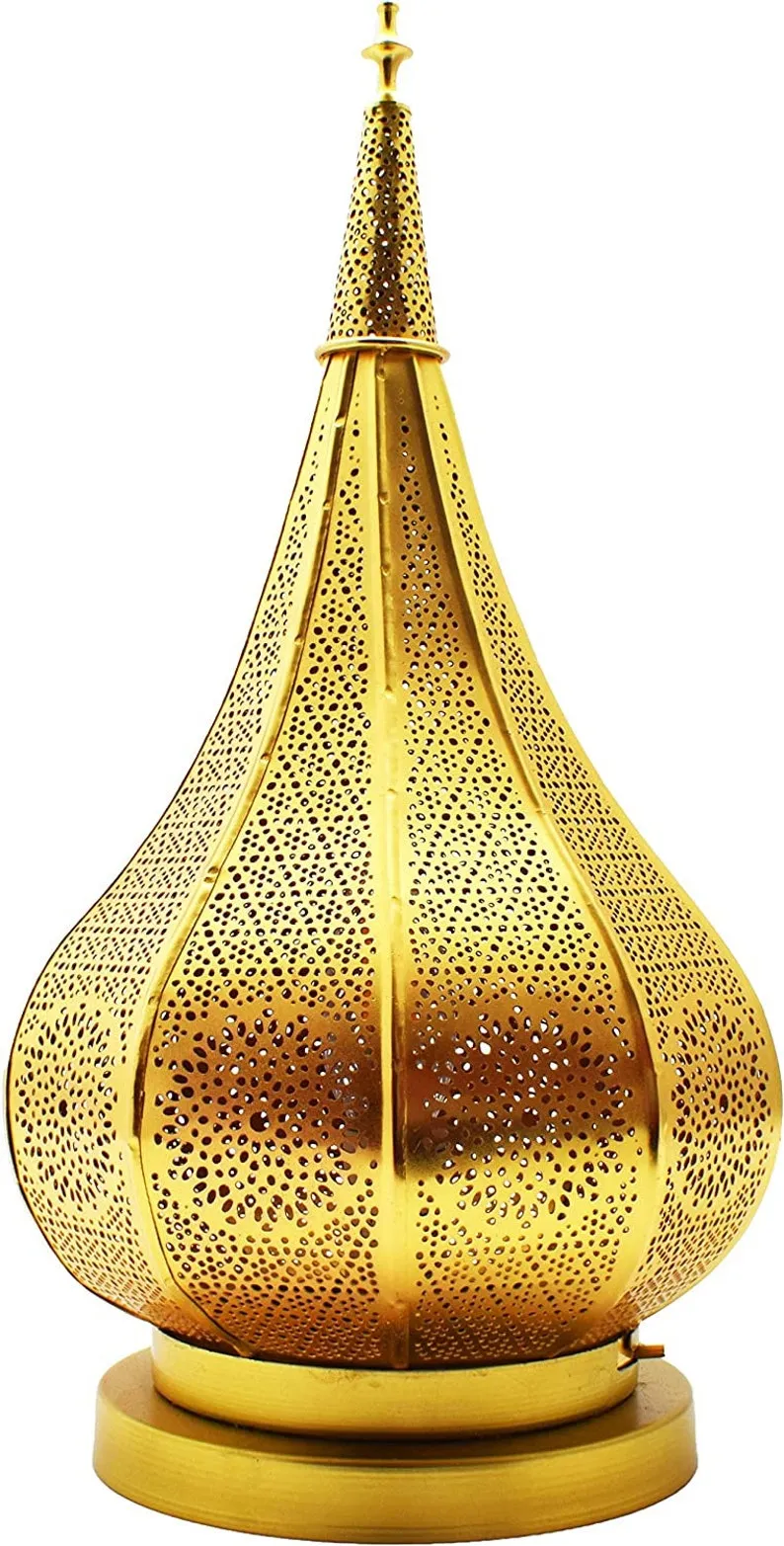 Handmade Moroccan Brass Table Lamp – Modern Small Table Lamp with Oriental Charm