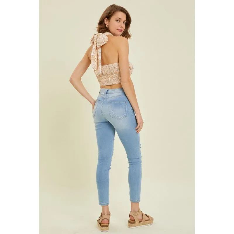 Have Fun With It Scarf Printed Tube Top- Peach