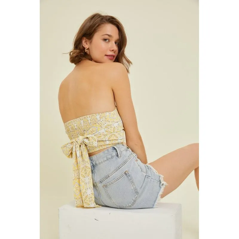 Have Fun With It Scarf Printed Tube Top- Peach