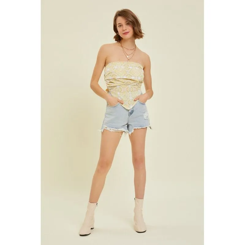 Have Fun With It Scarf Printed Tube Top- Peach