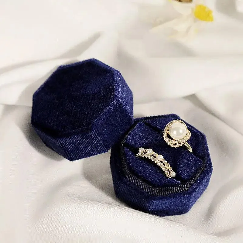 Hot Octagon Velvet Jewelry Bulk Engagement Ring Boxes for Wedding