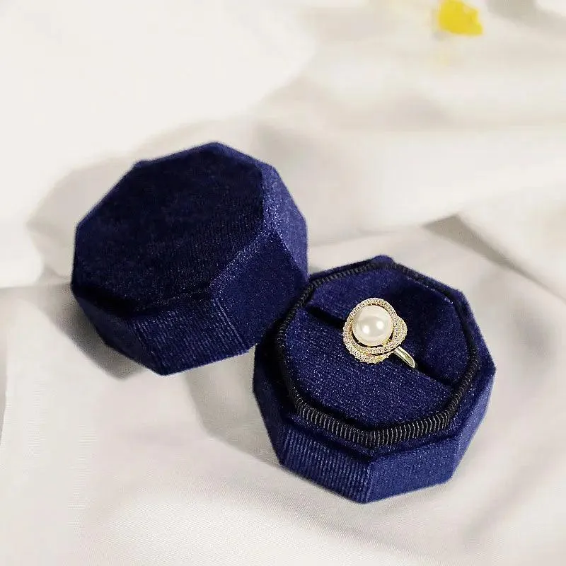 Hot Octagon Velvet Jewelry Bulk Engagement Ring Boxes for Wedding
