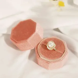 Hot Octagon Velvet Jewelry Bulk Engagement Ring Boxes for Wedding