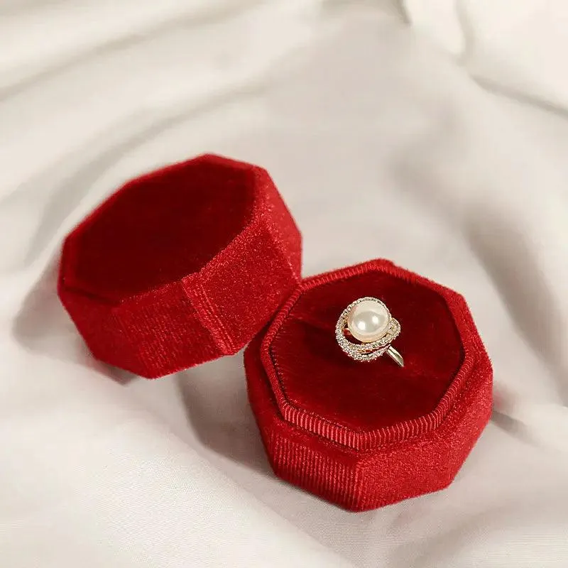 Hot Octagon Velvet Jewelry Bulk Engagement Ring Boxes for Wedding