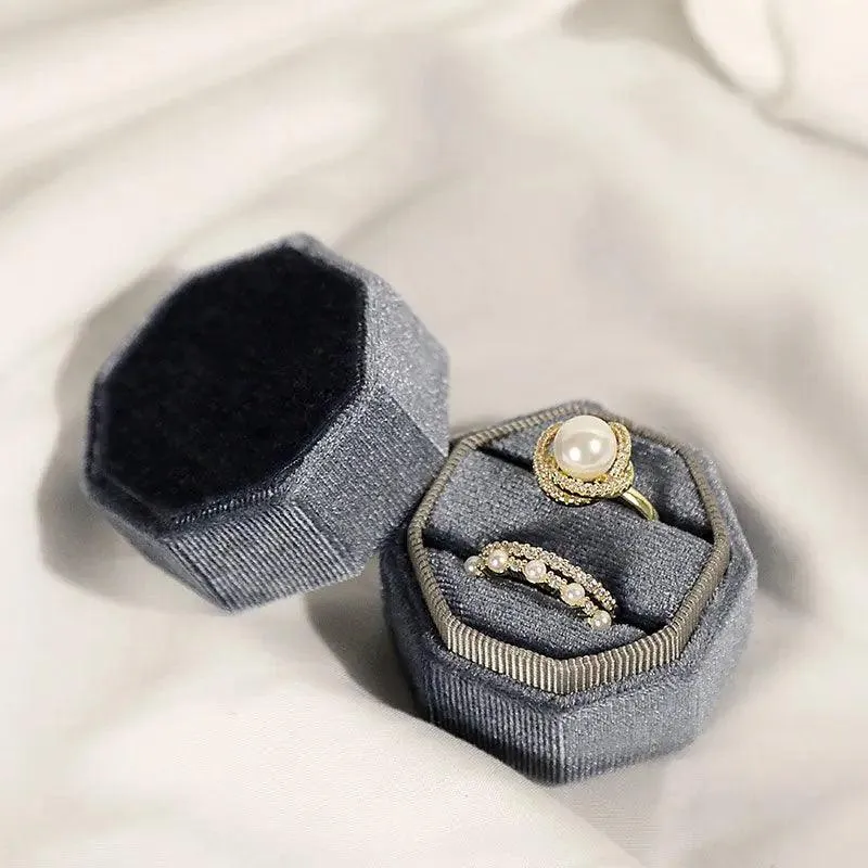 Hot Octagon Velvet Jewelry Bulk Engagement Ring Boxes for Wedding