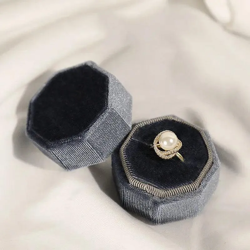 Hot Octagon Velvet Jewelry Bulk Engagement Ring Boxes for Wedding