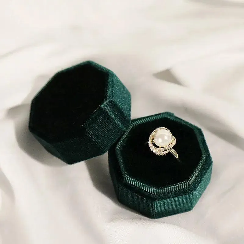 Hot Octagon Velvet Jewelry Bulk Engagement Ring Boxes for Wedding