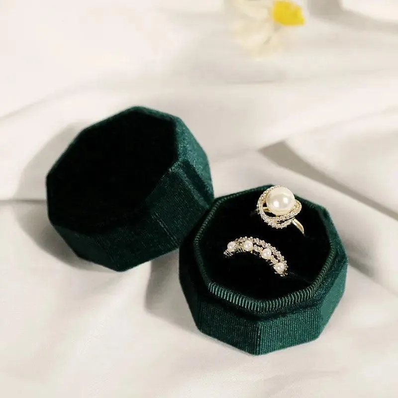 Hot Octagon Velvet Jewelry Bulk Engagement Ring Boxes for Wedding