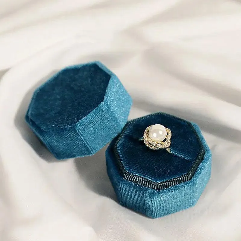 Hot Octagon Velvet Jewelry Bulk Engagement Ring Boxes for Wedding