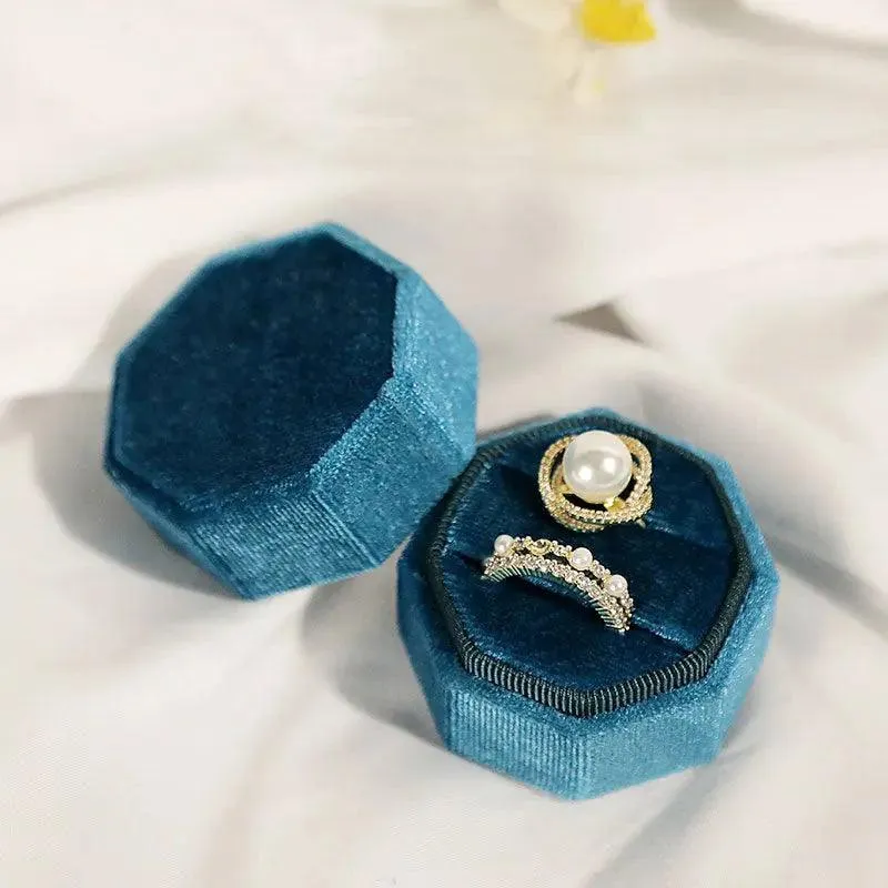 Hot Octagon Velvet Jewelry Bulk Engagement Ring Boxes for Wedding