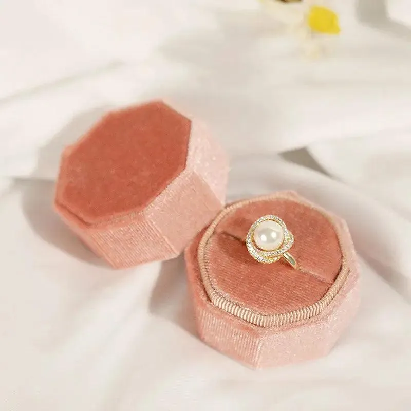 Hot Octagon Velvet Jewelry Bulk Engagement Ring Boxes for Wedding