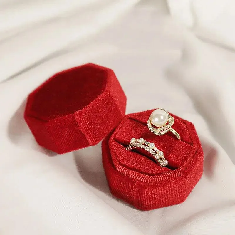 Hot Octagon Velvet Jewelry Bulk Engagement Ring Boxes for Wedding