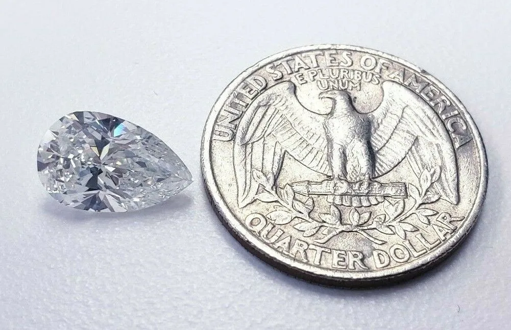 Huge 3.17 CT Diamond I Color VS2 Clarity Natural Pear Cut Loose GIA Certified