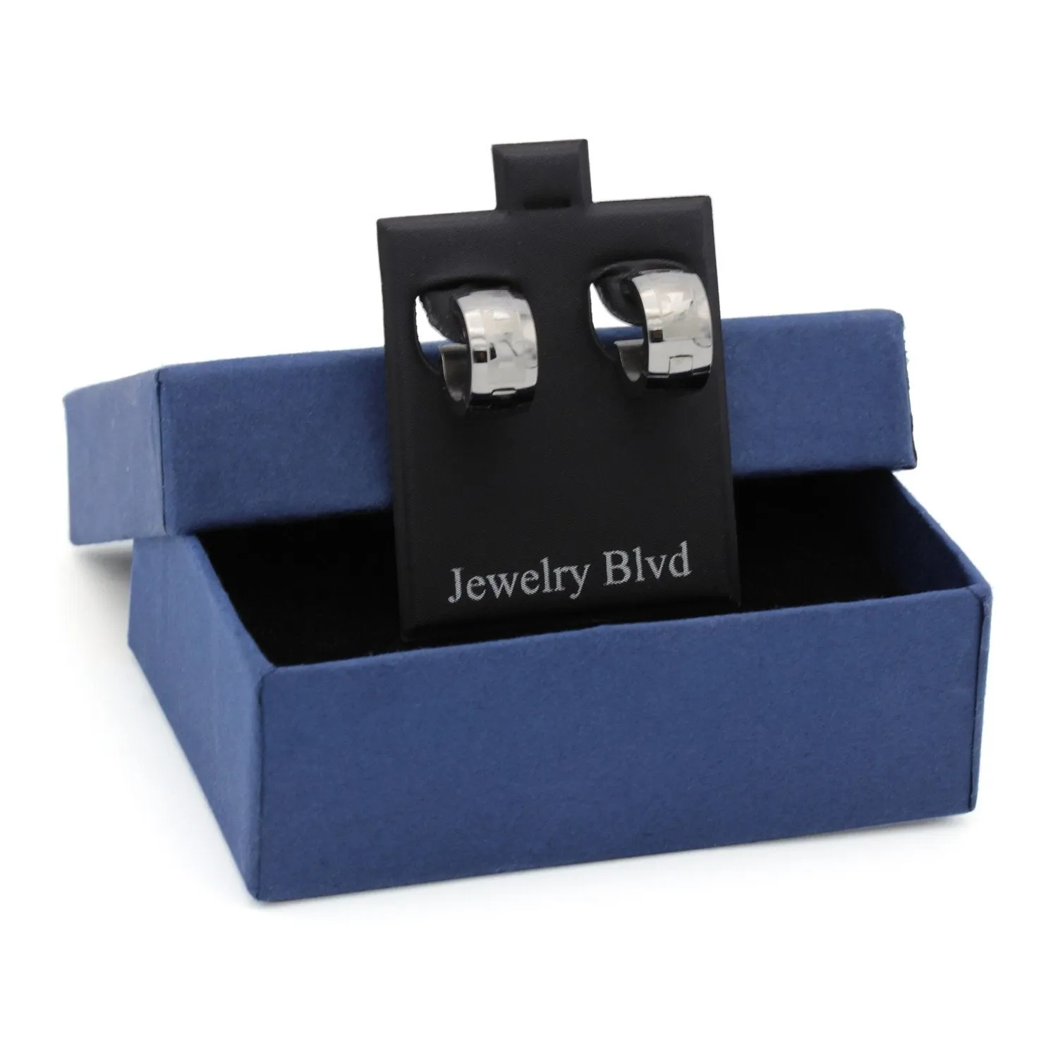 Huggie Hoop Earrings Stainless Steel Cross Design Pattern
