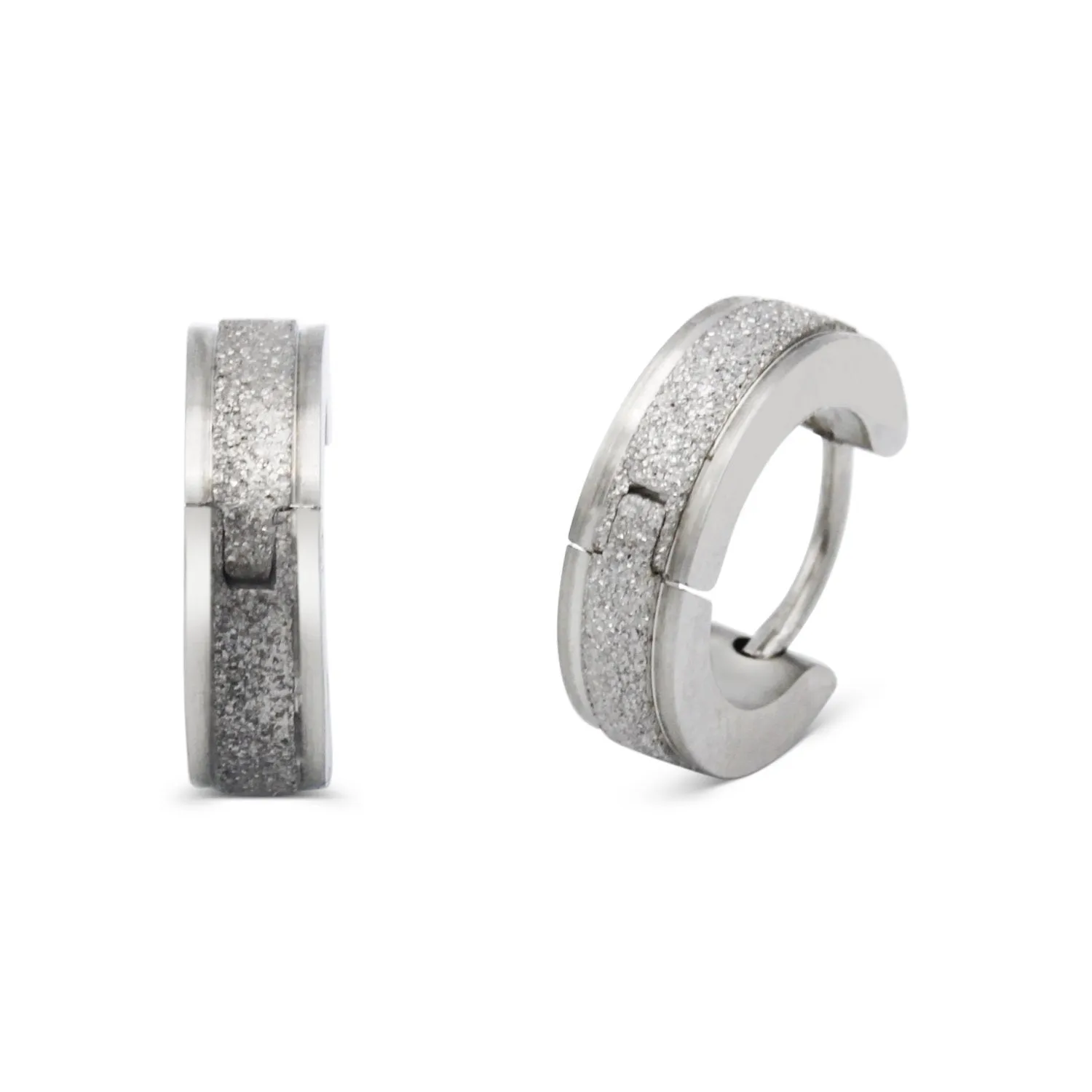 Huggie Hoop Earrings Stainless Steel Sandblasted Texture