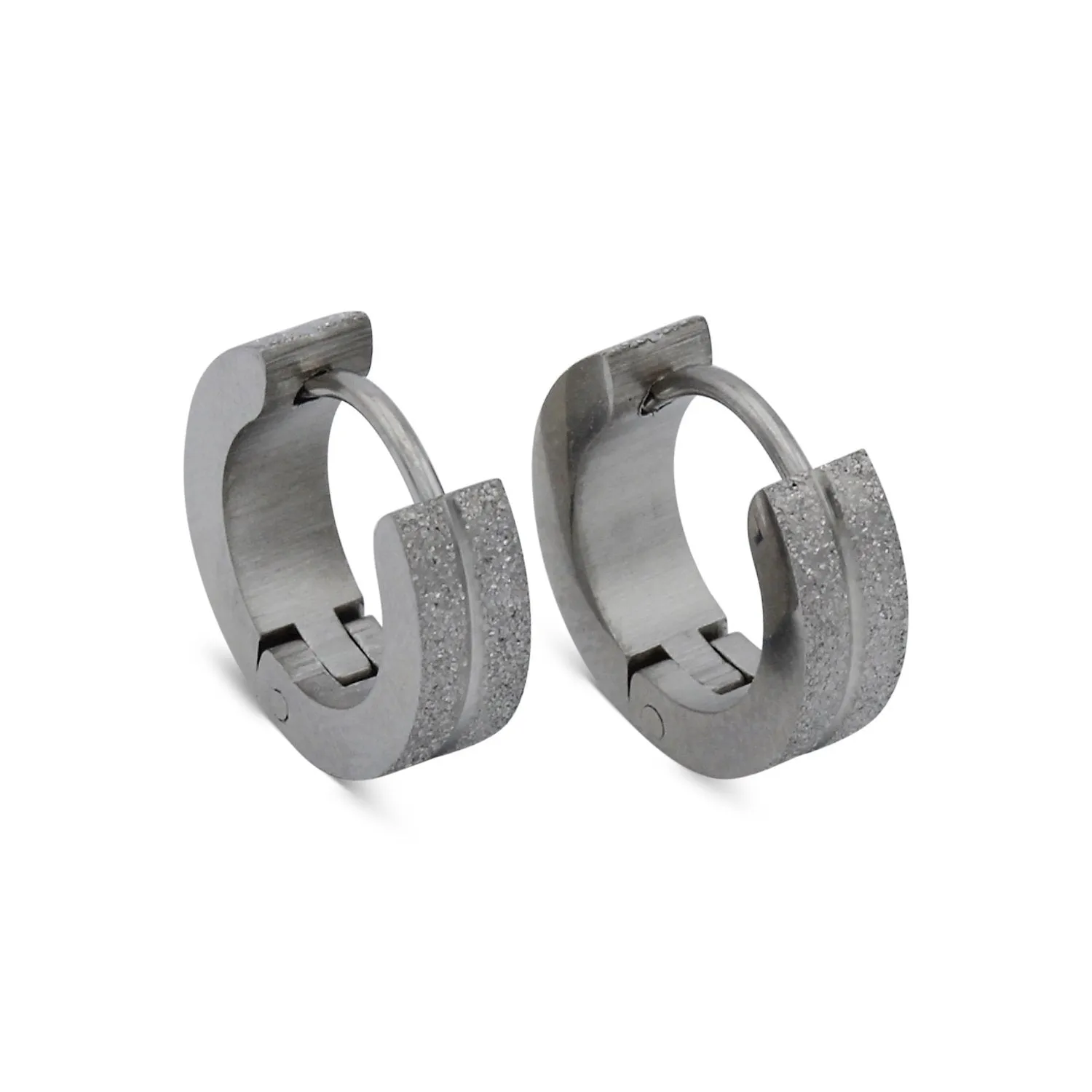 Huggie Hoop Earrings Stainless Steel Sandblasted Texture
