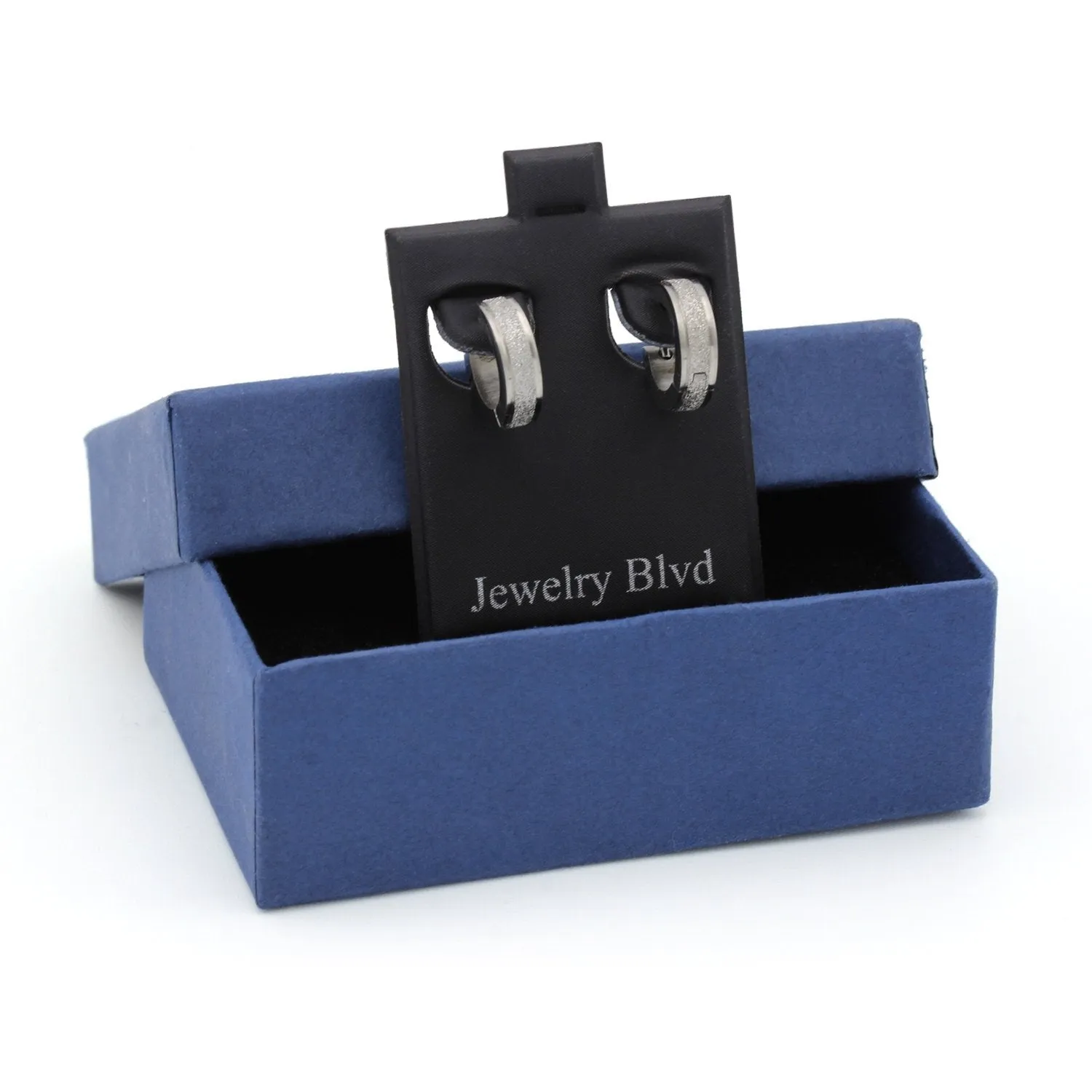 Huggie Hoop Earrings Stainless Steel Sandblasted Texture